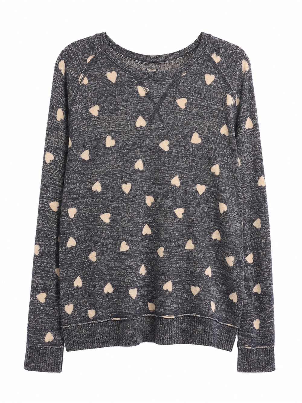 Lucky Brand heart print knit sweatshirt size M